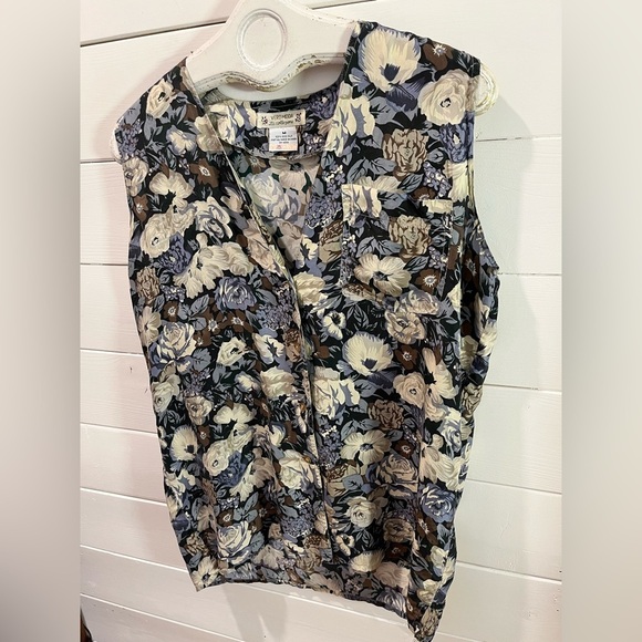 VERO MODA • Vintage Floral Silk Sleeveless Top • Size M - Picture 3 of 9